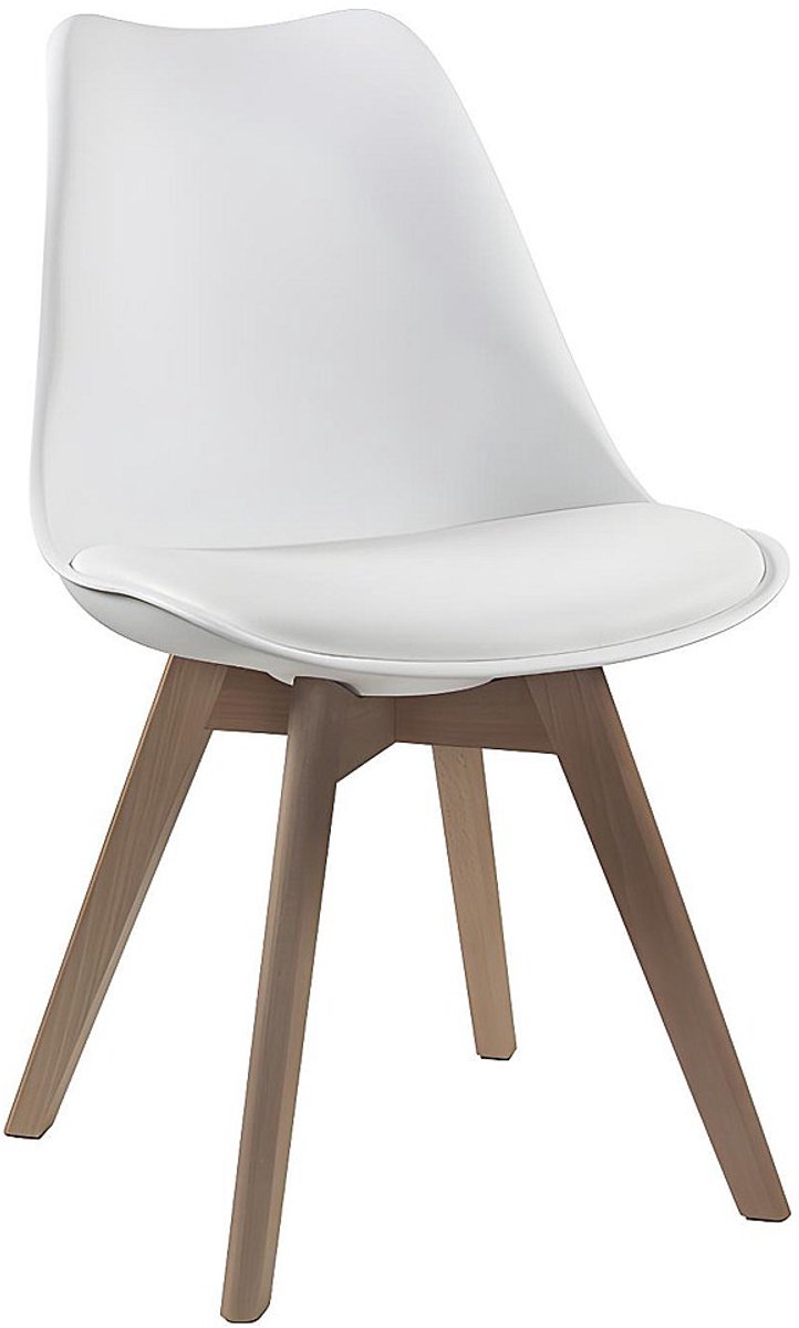 Vente-unique Set van 2 stoelen JODY - Polypropyleen, kunstleer en beuken - Wit