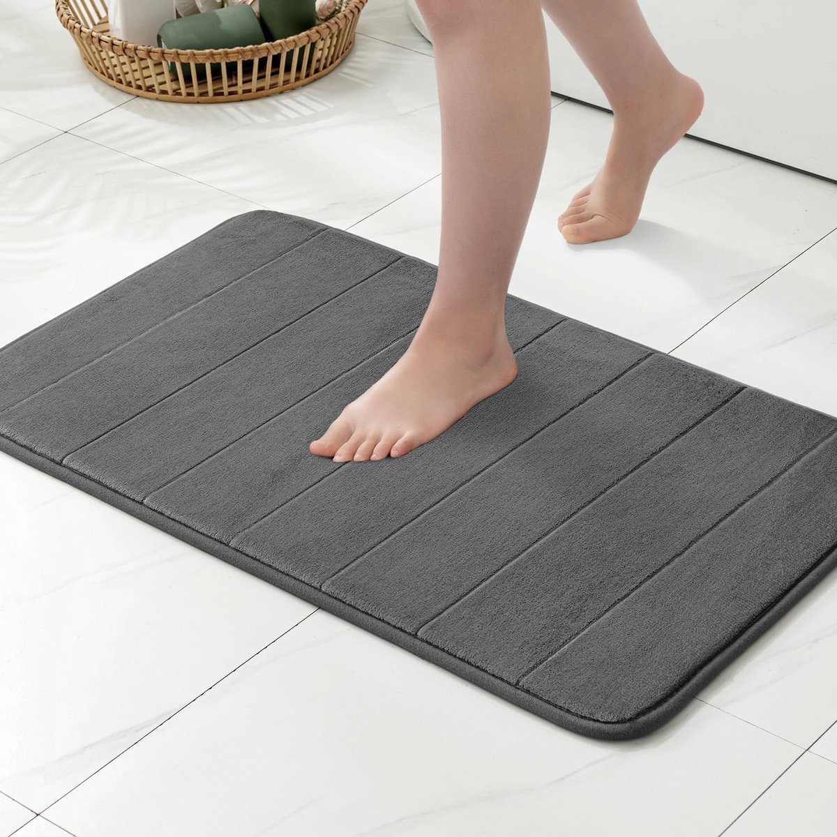 Stunq® Geheugenschuim Badmat Grijs 40x60 cm - Premium Zacht en Veilig