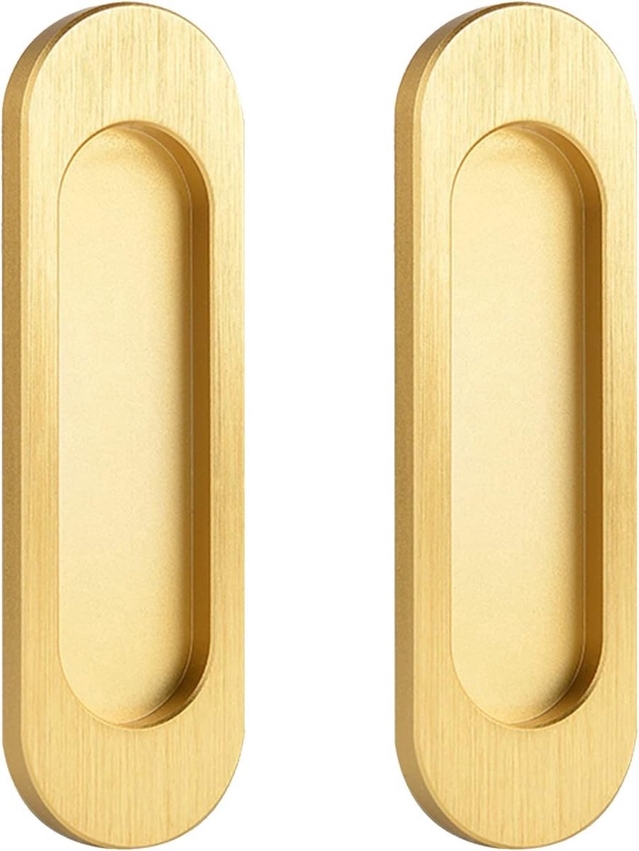 Stunq® Aluminium Schuifdeur Grepen - Ovaal, Geborsteld Goud - 2 Stuks