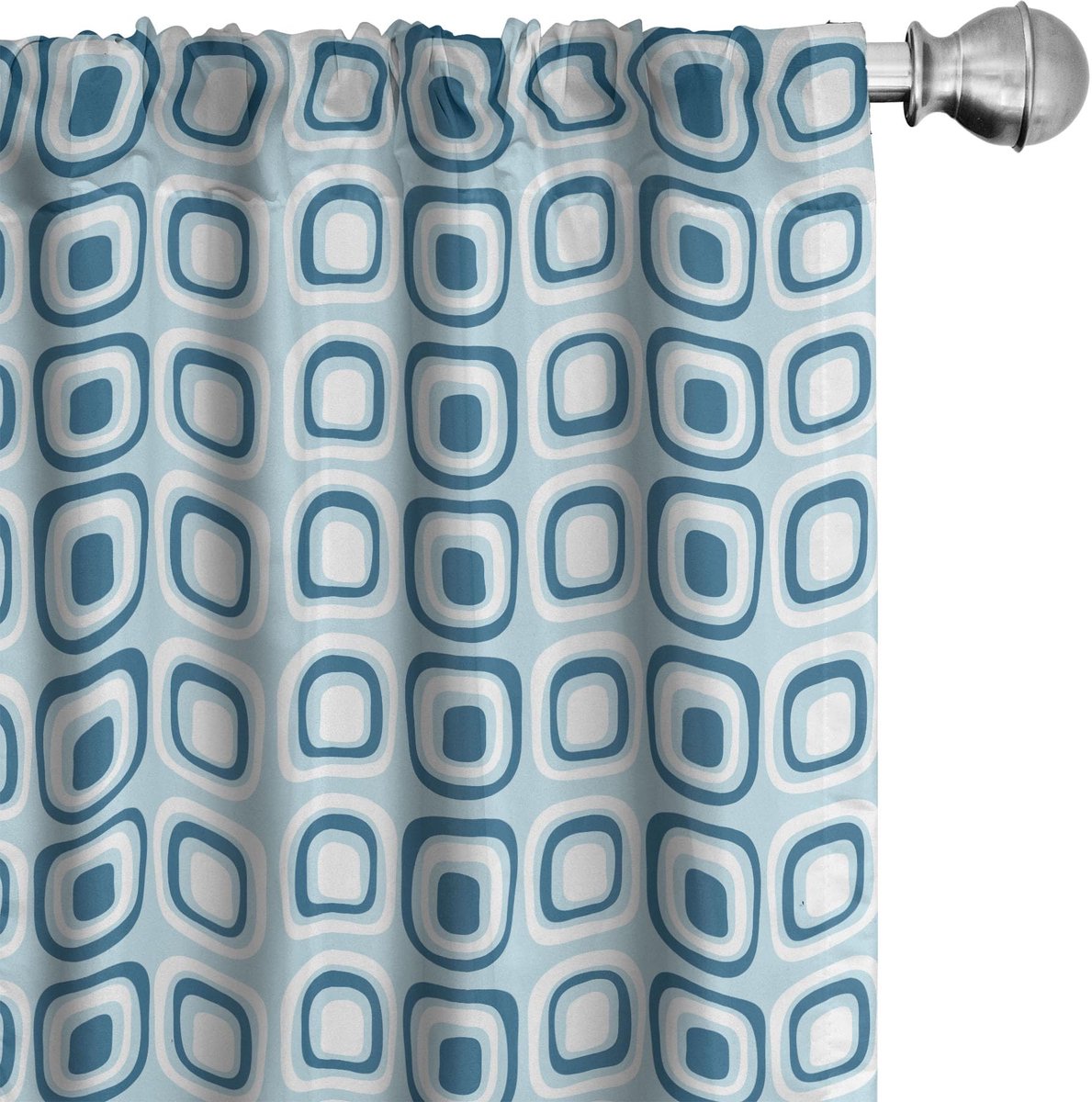 ABAKUHAUS Voorhangen – Geometrisch Blauw/Wit – 2-delig 75x175 cm