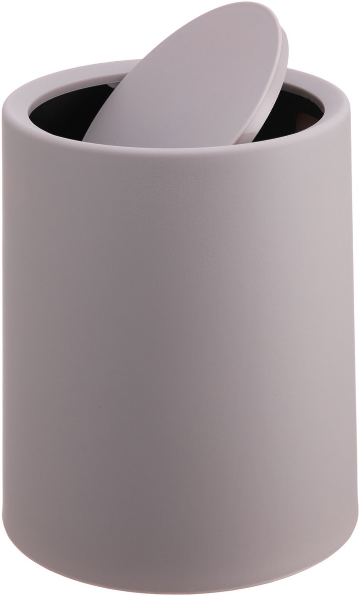 Badkamer prullenbak 6 l - met deksel - mat kunststof - beige