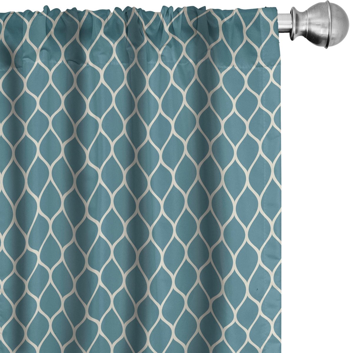 ABAKUHAUS Voorhangen Geometrisch blauw-wit – 2-delige set 75x225 microvezel Blauw Wit