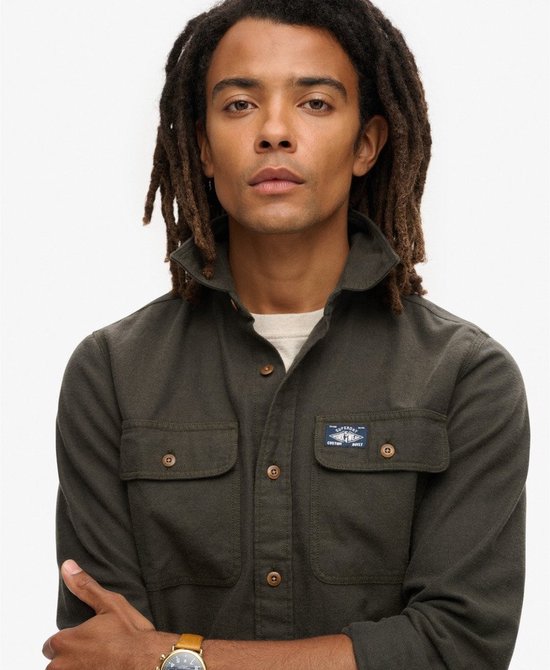 Chemise de travail en flanelle Superdry vert foncé