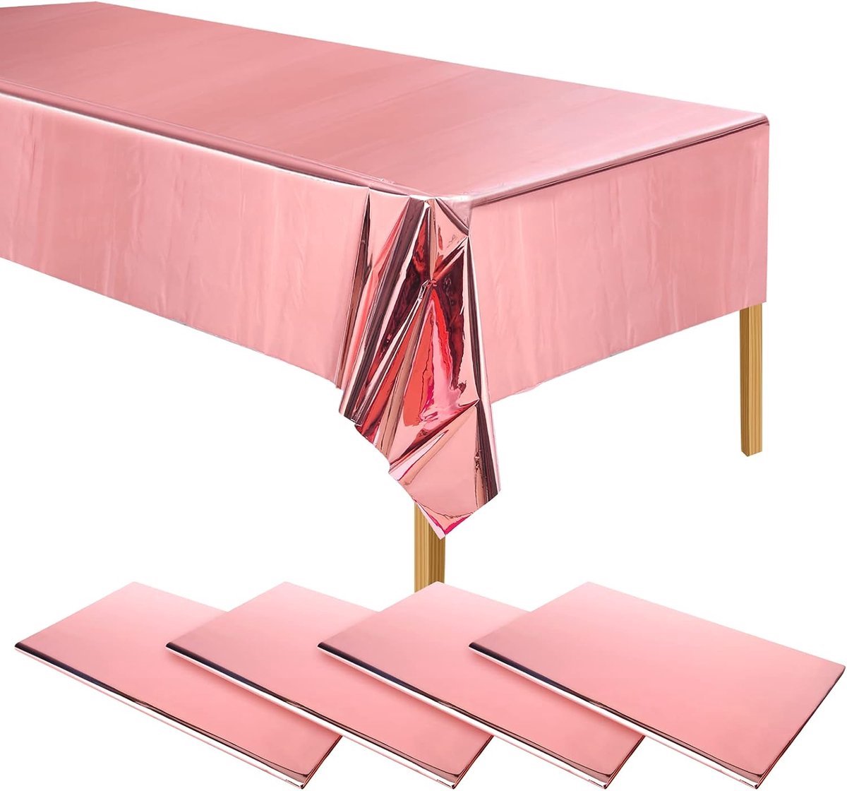 Stunq® Set van 4 Roségouden Plastic Tafelkleden - Diverse Maten en Vormen