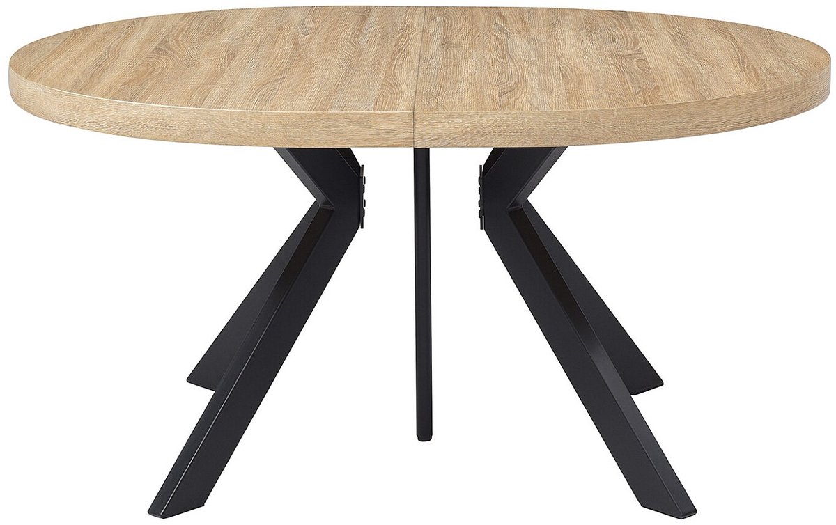Vente-unique Uitschuifbare eettafel voor 6 tot 12 personen, gemaakt van MDF en staal - Licht naturel en zwart - KOMONI Natuurlijk licht