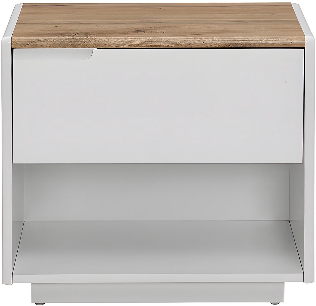 Vente-unique Nachtkastje - 1 lade en 1 nis - MDF - Witgelakt en eikenkleur - AMANI Natuurlijk licht, Wit