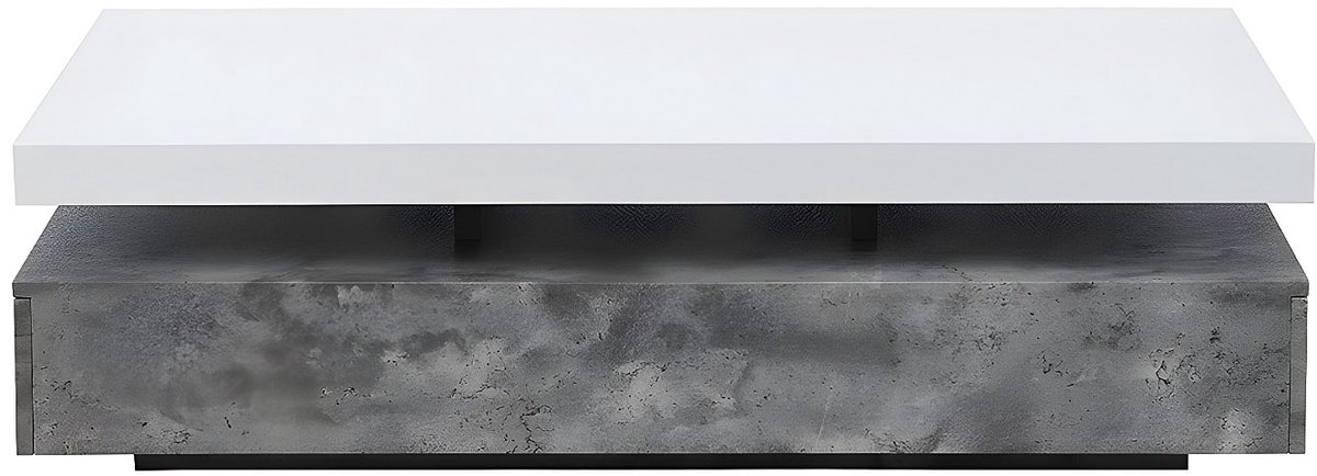 Vente-unique Salontafel FELIX - 2 lades - MDF - Kleuren: betongrijs en wit Grijs, Wit