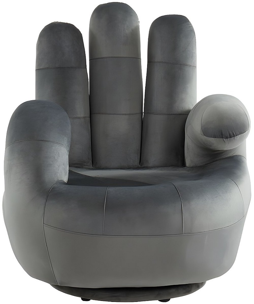 Vente-unique Draaibare fauteuil hand CATCHY van fluweel - Antraciet Antracietgrijs