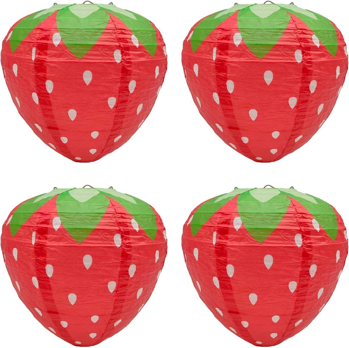 Stunq® Kerstverlichting Set van Vier Rode Lampionnen - Klassieke Decoratie