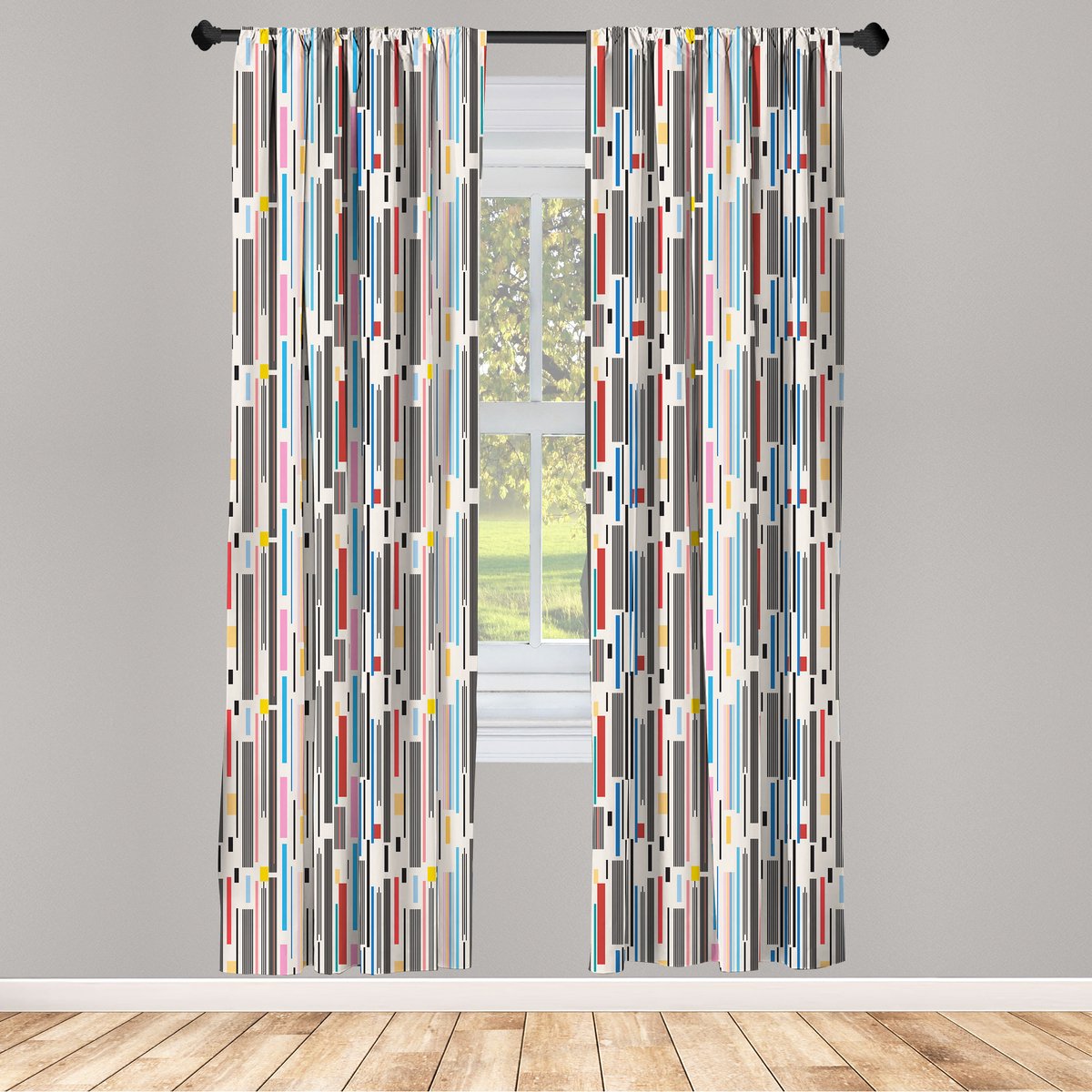ABAKUHAUS Gordijnen – Abstracte veelkleurige gordijnen, 2x panelen 75x245 cm