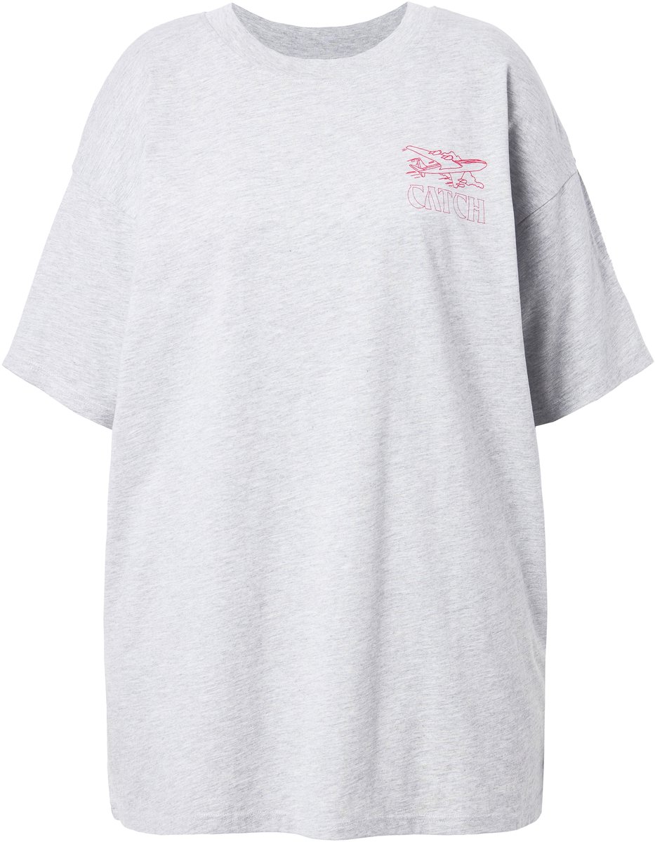 Studio Untold - Dames - T-shirt oversized airplane korte mouw - Grijs melange - Maat 50+