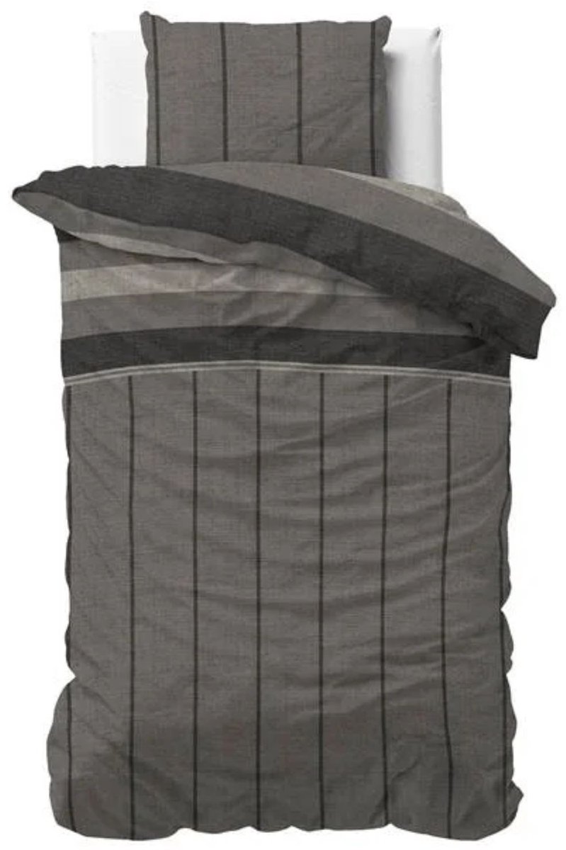 Sleeps Kees Flanel Dekbedovertrek Taupe - 140x200/220 cm - Warm en Zacht