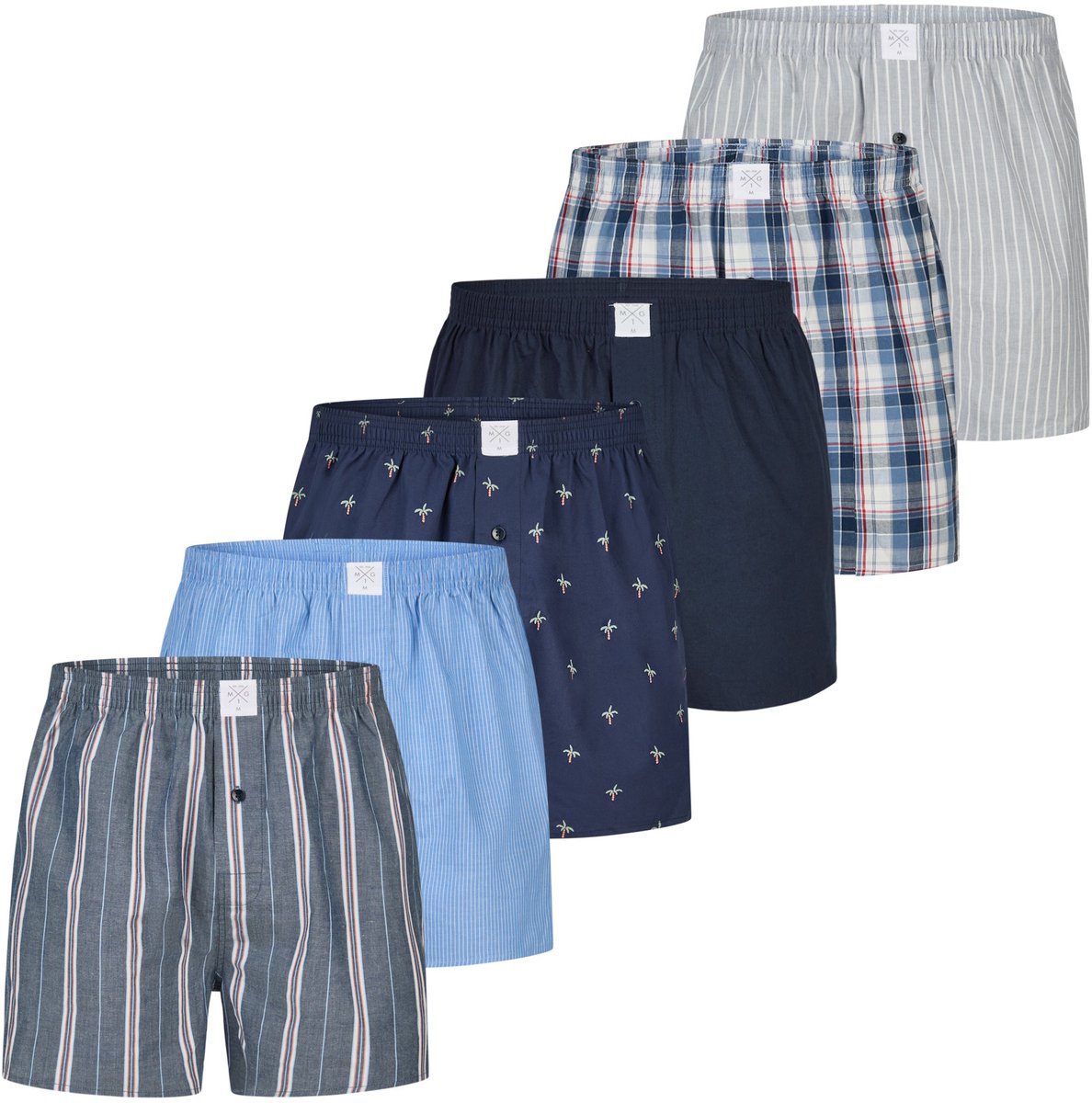 MG-1 Wijde Boxershorts Heren 6-Pack Multipack D600 Multicolor - Maat XL