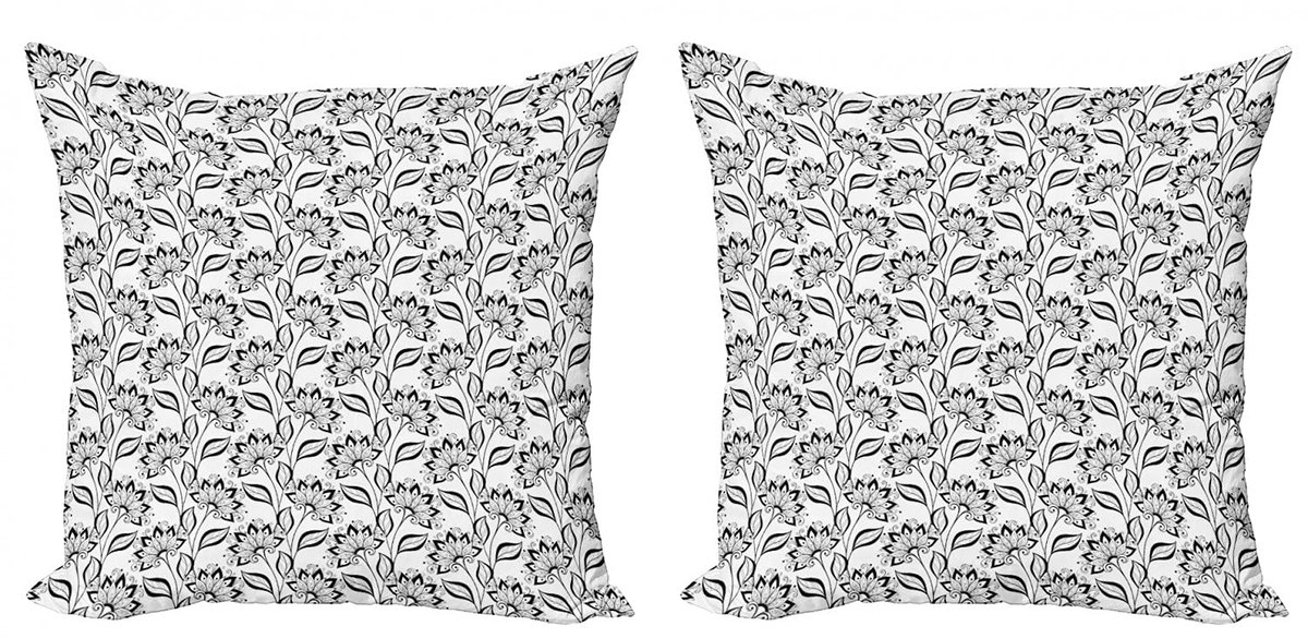 ABAKUHAUS Kussenhoes – 40x40 cm – Dubbelzijdig bedrukt – Microvezel – Zwart-wit Zwart en wit