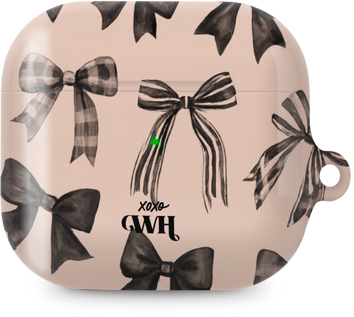 xoxo Wildhearts hoesje geschikt voor AirPods 3 - Winter Muse - Ook als telefoonhoesje verkrijgbaar - schokbestendige case - koptelefoonhoes - Beschermhoes met strikjes patroon - Beige