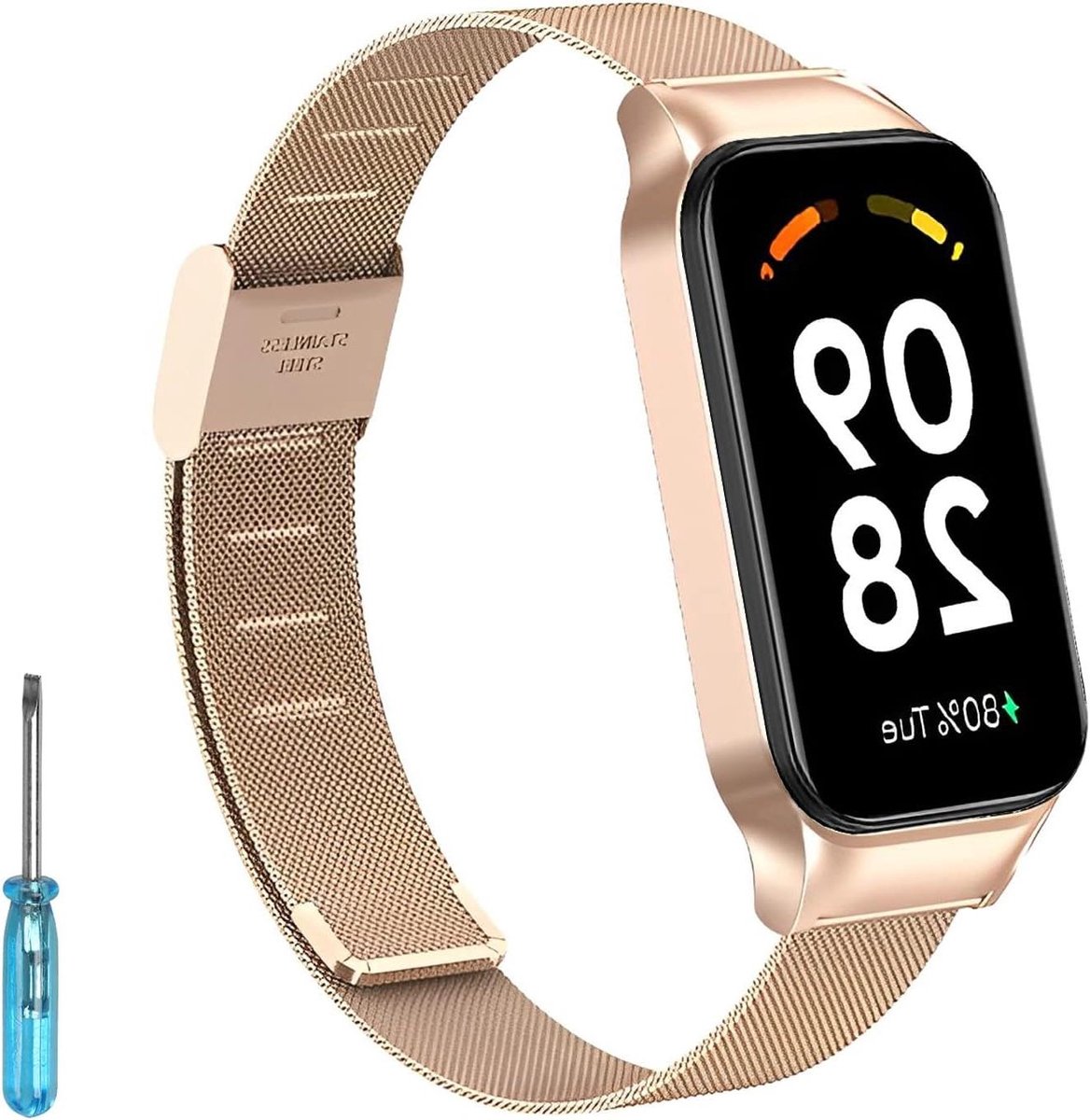 Cosensi - Metalen armband voor smartband - Roestvrij staal - Verstelbare gesp - KK roségoud