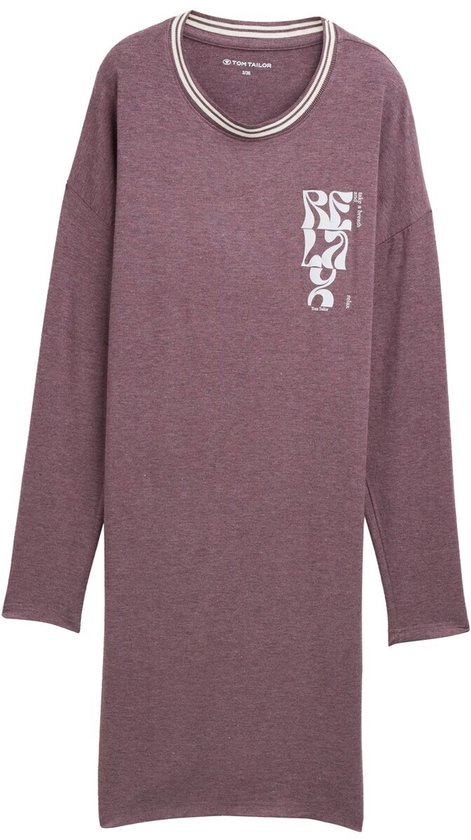 Tom Tailor - Nachthemd in gemêleerde look - Maat 42 - purple-medium-melange