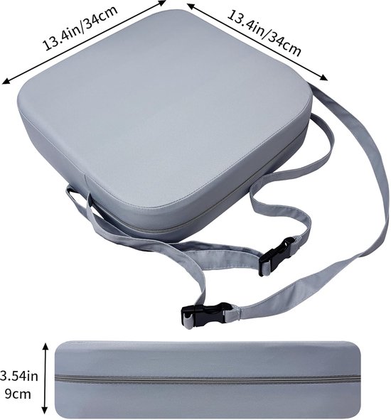 Stoelverhoger - Zitverhoger - Stoelverhoger eettafel - Lichtgrijs - 34*34*9cm - Stof en Spons - Wasbaar - Demonteerbaar - Antislip stoelverhoging - Voor eetkamerstoel, eetkamer - Draagbare Stoelverhoger - Kinderstoelkussen van Merkloos — afbeelding 4