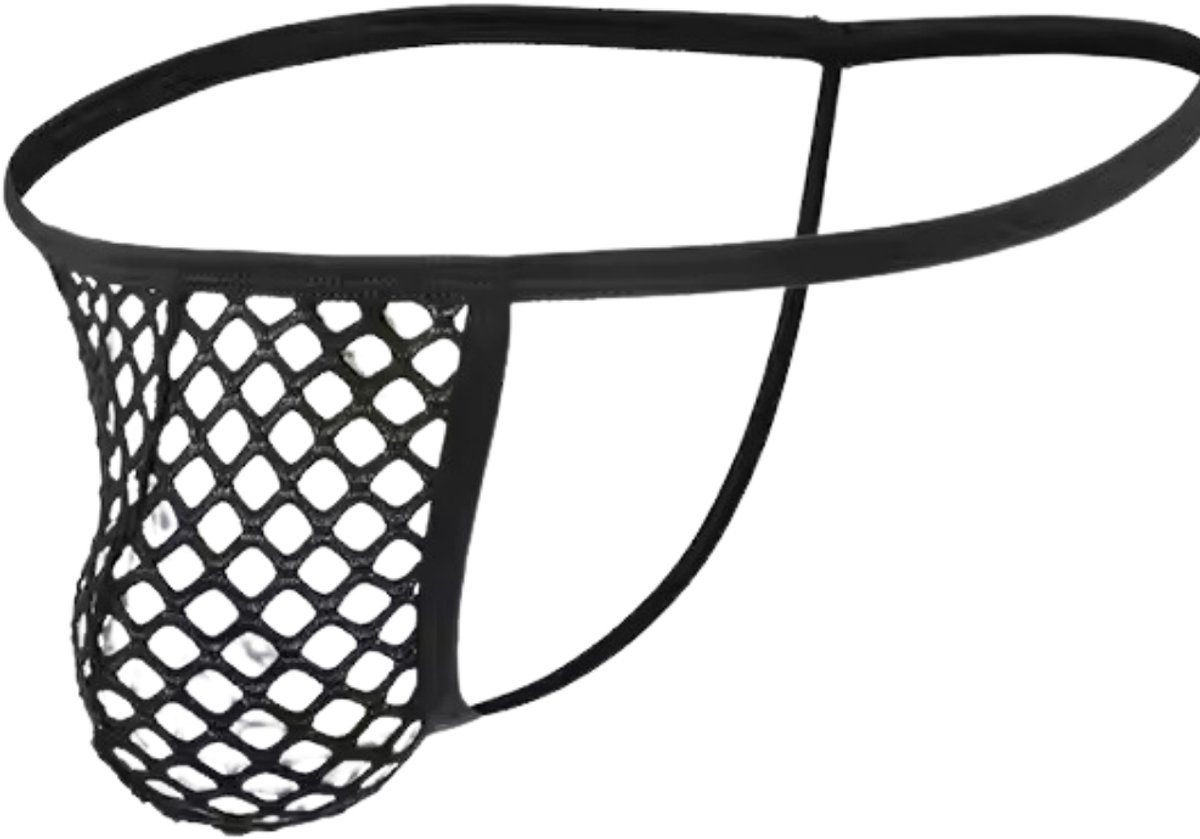 Heren String Zwart Net - Mannen Underwear String Net Design - Erotische Heren Ondergoed - Mesh String voor Mannen - Maten XS S M L XL 2XL 3XL 4XL - La Nuita