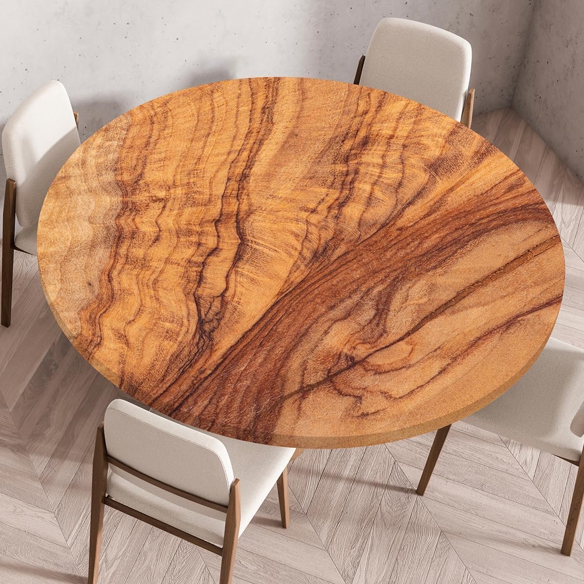 Rond tafelkleed, 140 cm lang met elastische randen, 3D waterbestendig, vlekbestendig, wasbaar tafelkleed voor buiten, geschikt voor tuinen (geschikt voor tafels van 130-135 cm).