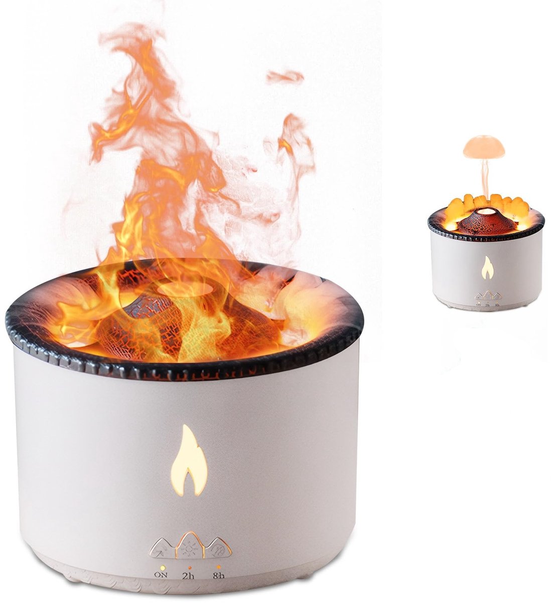 Ynkkvre -Gesimuleerde Vlam Luchtbevochtiger Aromatherapie Diffuser - Ultrasone Aromatherapie - 2 Vernevelingsstanden - Nachtlampje - Met Afstandsbediening - Ultra Stille Intelligente Tijdsregeling