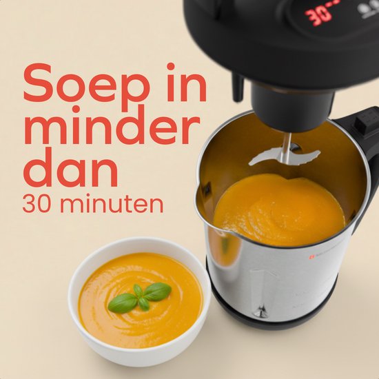 KitchenBrothers Soepmaker - 2L - 5 Programma's - PFAS & BPA-vrij - Timer Display - Blender - RVS/Zwart van KitchenBrothers — afbeelding 3