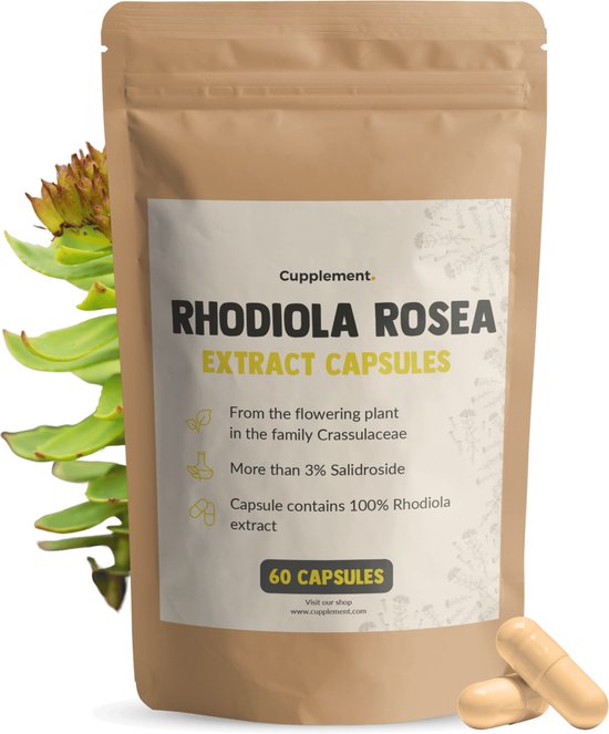 Cupplement Rhodiola Rosea 500 mg 60 Capsules - Rosavins – Focus – Rozewortel – Nootropic
