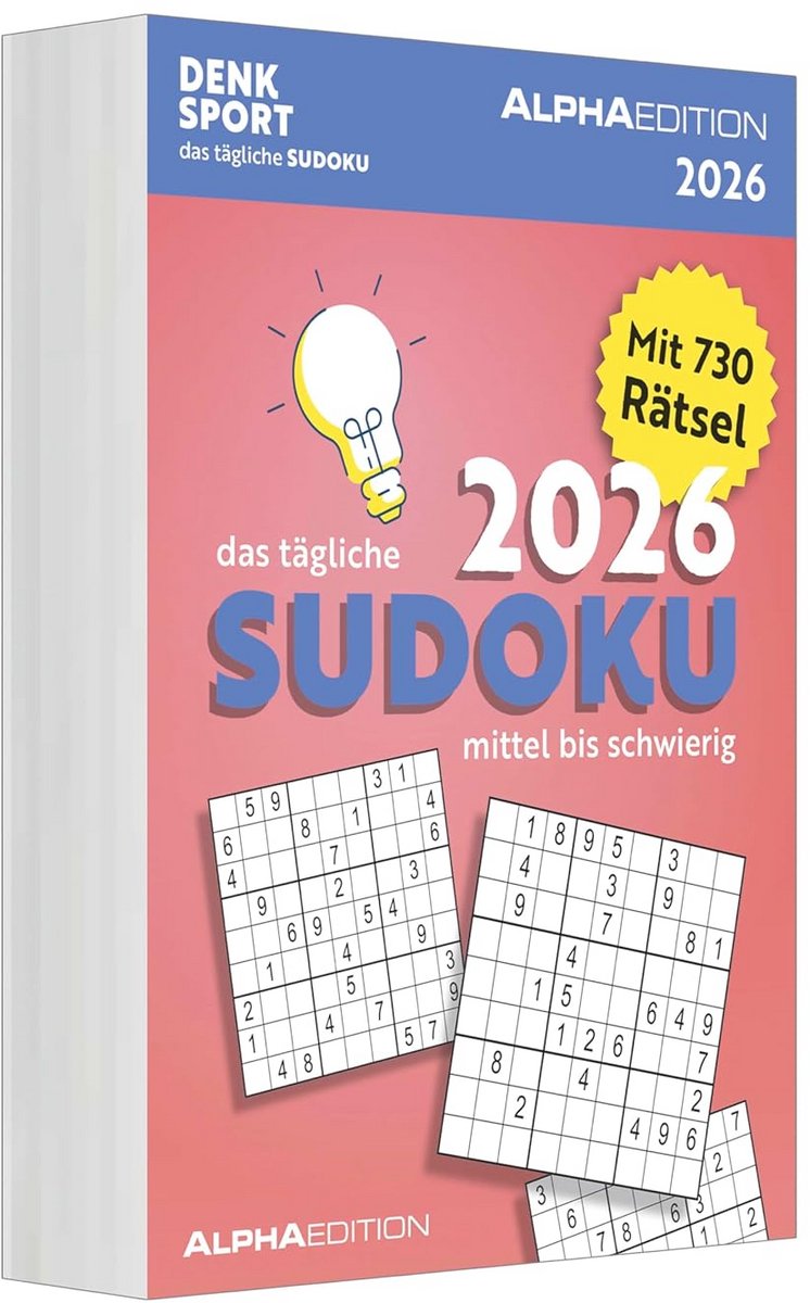 Abreißkalender Sudoku 2026 – 313 Rätsel zum Täglich Knobeln, Mittel bis Schwer, 14,8×21 cm, Tageskalender zum Aufhängen und Aufstellen, FSC-zertifiziert, Ideal für Einsteiger und Fortgeschrittene