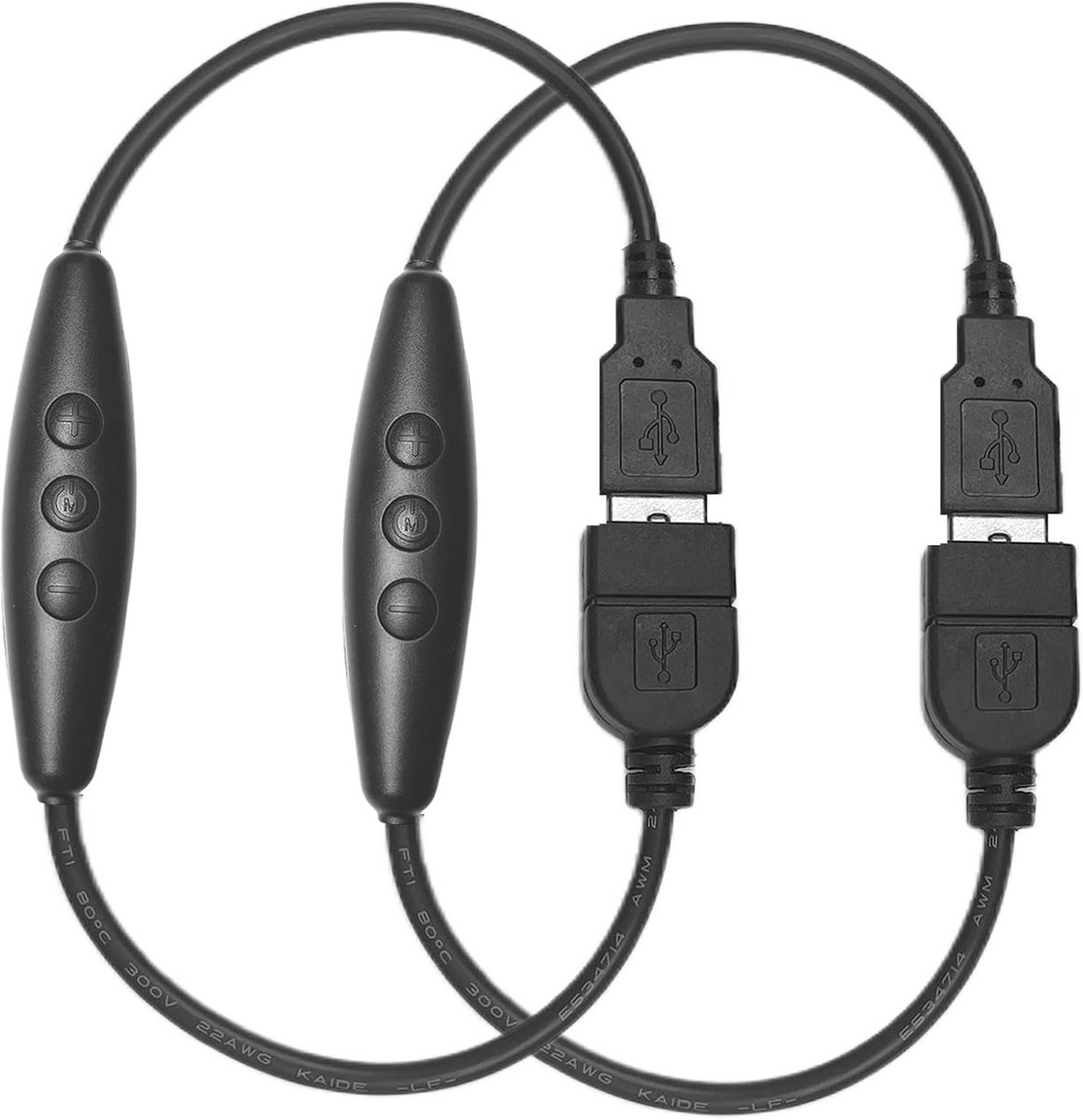 2 Stuks USB Dimmer Schakelaar met Afstandsbediening - 5V/2A - 6 Snelheden voor LED Strips