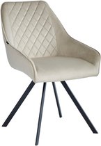 Colenis® - Elias Eetkamerstoel - Set Van 6 - Beige - Velvet - 180° draaibaar