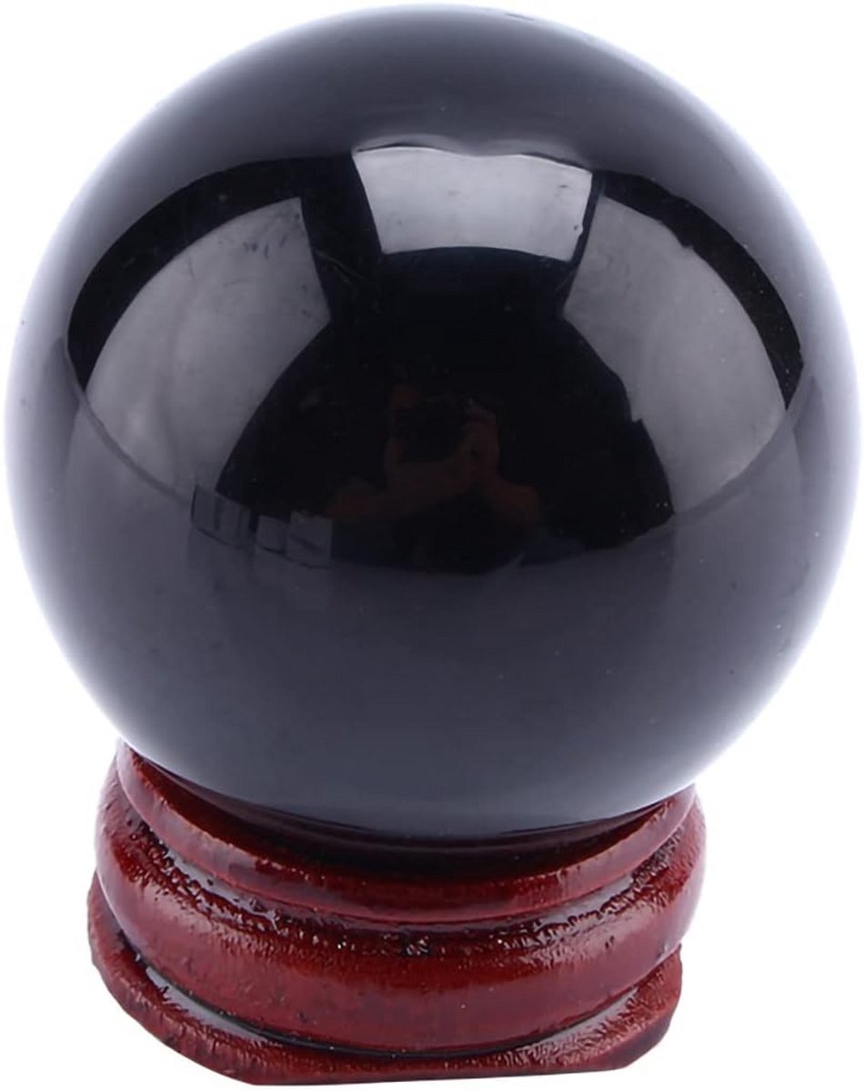 Ruw Kristallen Bol Obsidiaan 40mm - Natuurlijk Zwart Kwarts Glas