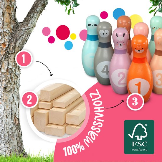 Jeu de quilles Jouets pour enfants - 15 pièces - Y compris anneaux de lancer Jeu de quilles Jouets pour enfants - 15 pièces - Y compris anneaux de lancer
