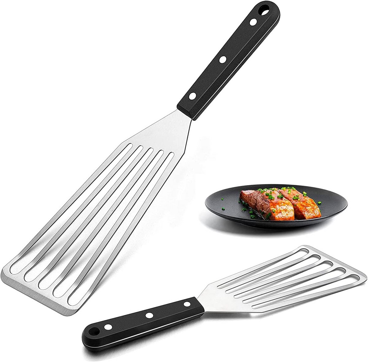 Roestvrijstalen spatels set van 2 - Non-stick en geschikt voor koken en grillen