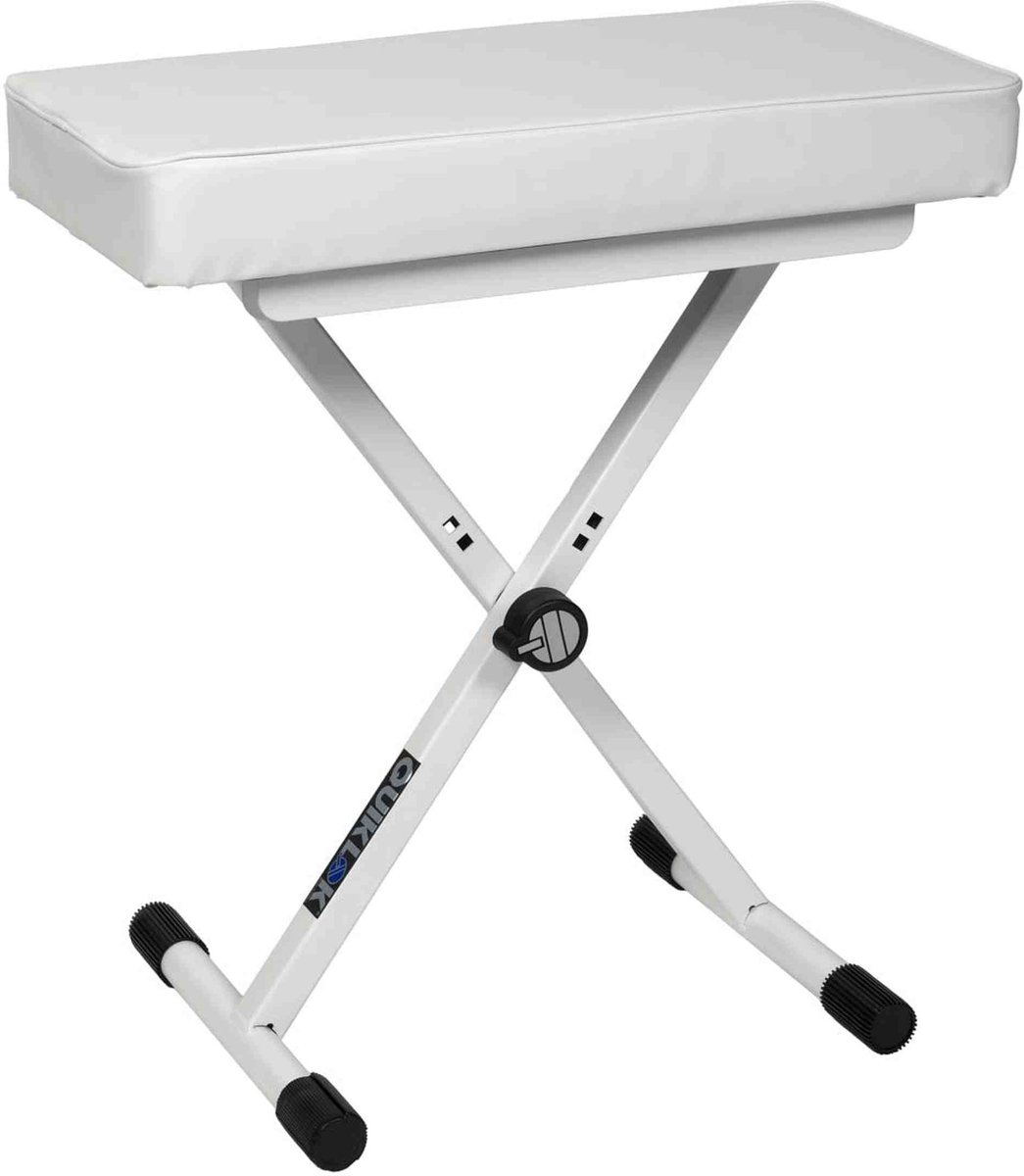 QUIKLOK BX8WH-BB Keyboard Bank – Verstelbaar 480-580 mm, Wit Kunstleer, Opvouwbaar