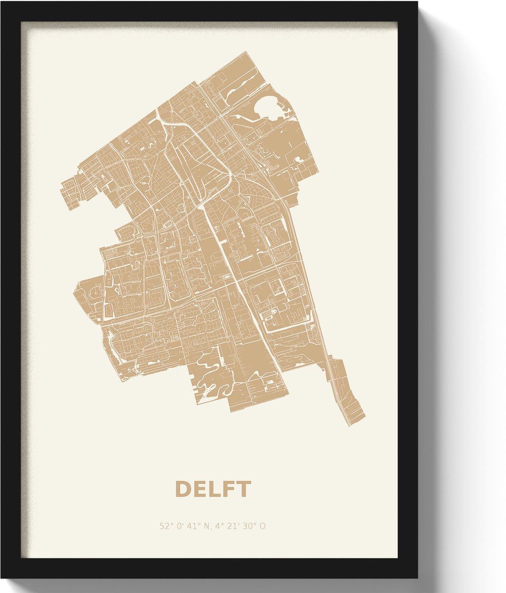 Poster Delft A3 - 30 x 42 cm - Beige (Exclusief Lijst)