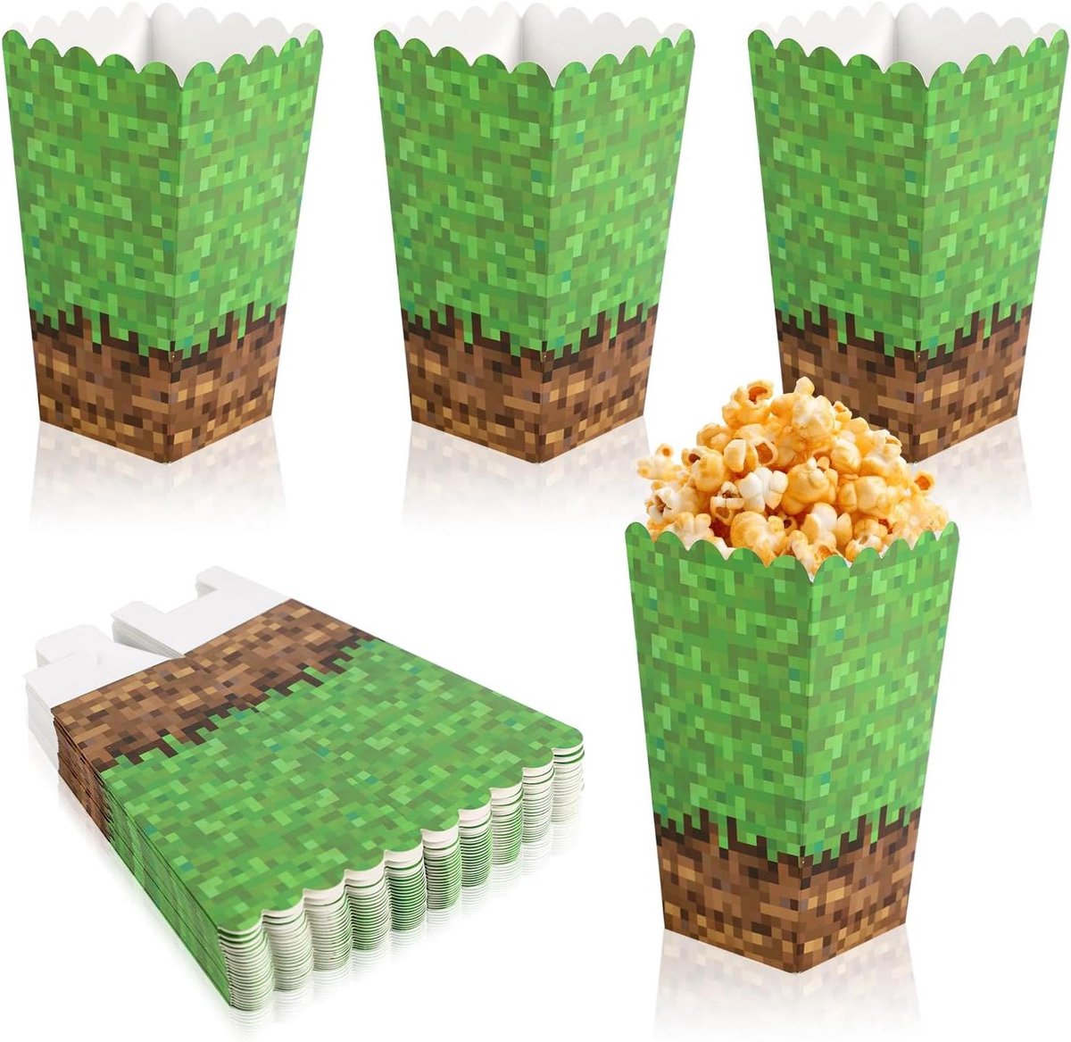 Ronte - Popcorndozen voor Miner Thema Feest met Creatief Design - Set van 24 stuks