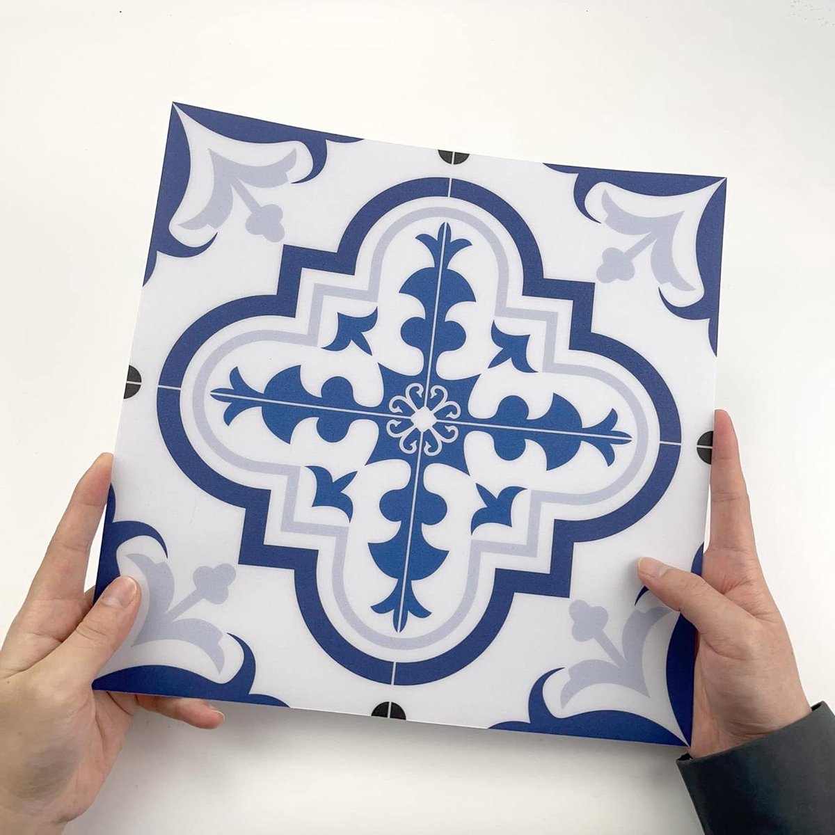 Zelfklevende Vinyl Vloertegels Blauw Portugees Patroon Waterdicht Antislip