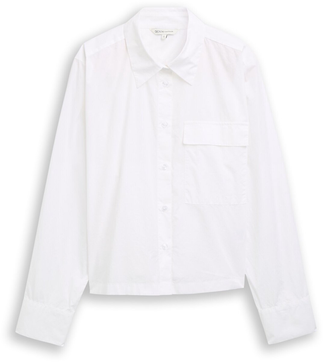 Tom Tailor Denim - Katoenen overhemdblouse met boxy pasvorm - Maat M - White