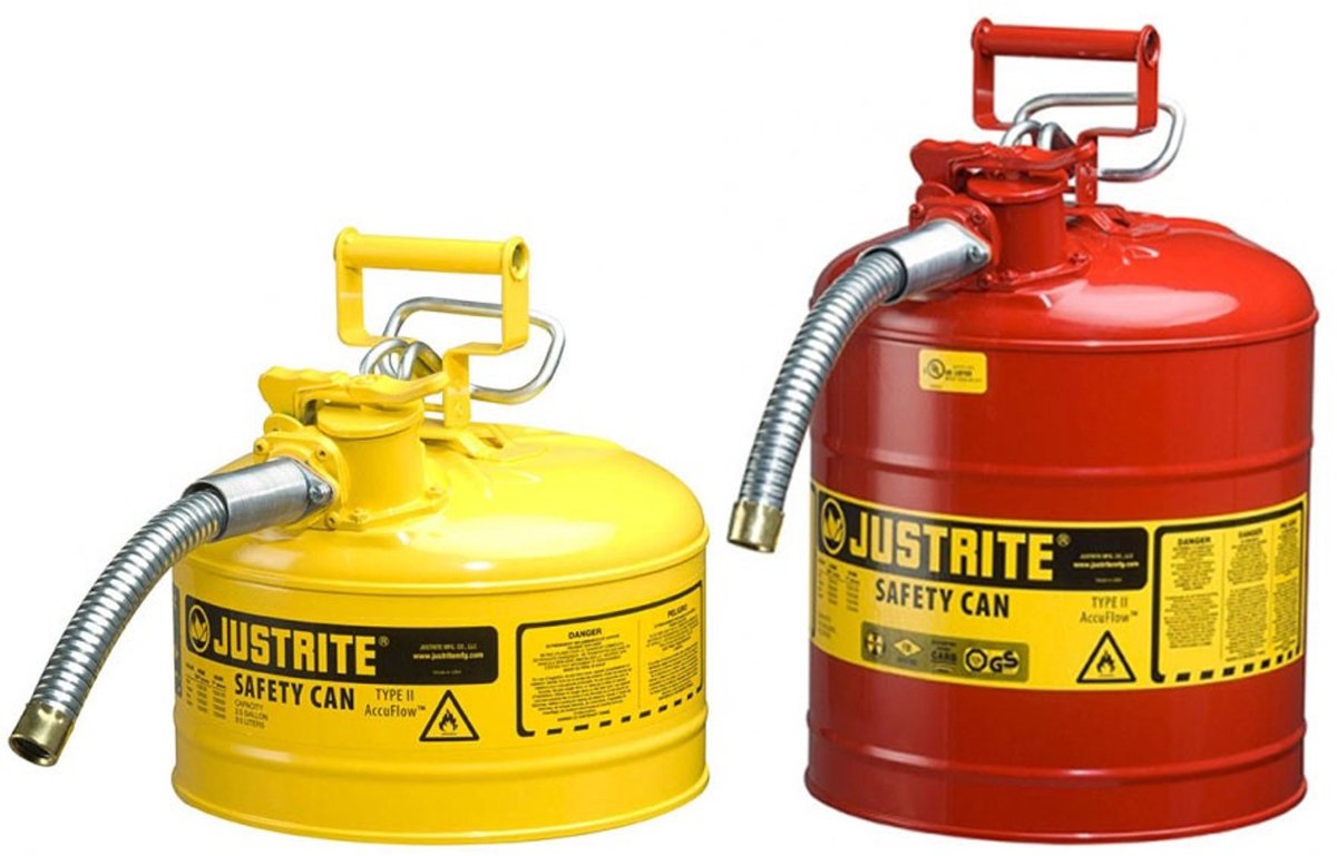 JUSTRITE AccuFlow Veiligheidskan met schenktuit Metaal - ROOD 9,5 liter