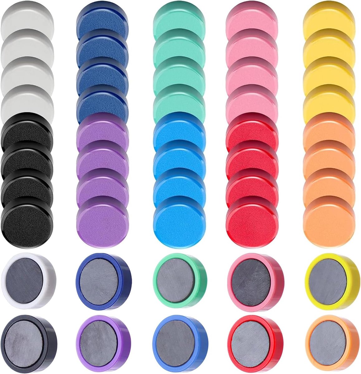 Koelkastmagneten, 50 stuks magneten voor magneetbord, sterke magneten, kleurrijk, mini-magneten, koelkast voor kluisjes, magneetwand, foto, kantoor, school, bord (10 kleuren)