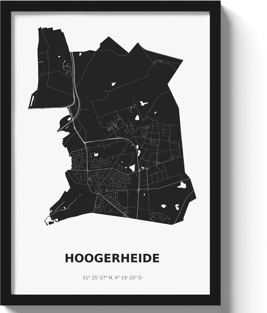 Poster Hoogerheide A3 - 30 x 42 cm - Zwart/Wit (Exclusief Lijst)