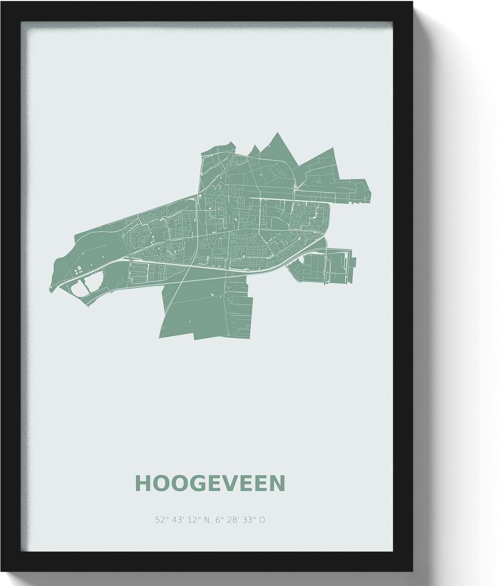 Poster Hoogeveen A3 - 30 x 42 cm - Groen (Exclusief Lijst)