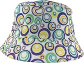 Zonnehoedje/hoedje met gekleure cirkels voor baby's - Wit - Omkeerbaar - One Size - Baby hoedjes en petten