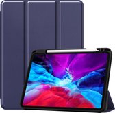 Tablet hoes geschikt voor iPad Apple iPad Pro 2020 - 11 inch - Tri-Fold Book Case - Apple Pencil Houder - Donker Blauw