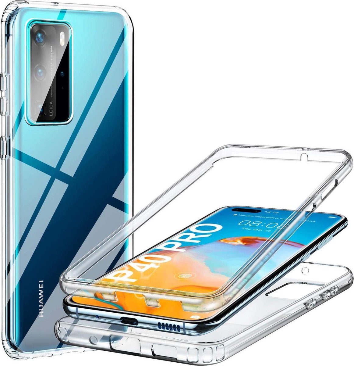 Hoesje Geschikt voor: Huawei P40 Pro - Dubbel zijdig 360° - Transparant