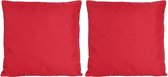 Set van 4x stuks bank/Sier kussens voor binnen en buiten in de kleur rood 45 x 45 cm - Tuin/huis kussens