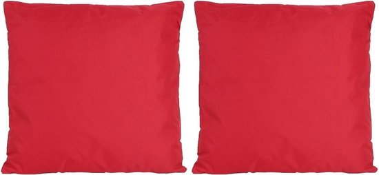 Set van 4x stuks bank/Sier kussens voor binnen en buiten in de kleur rood 45 x 45 cm - Tuin/huis kussens