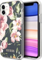 iPhone 11/XR Backcase hoesje - Guess - Bloemen Donkerblauw - TPU (Zacht)
