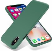 Silicone case geschikt voor Apple iPhone X / Xs - groen  met Privacy Glas