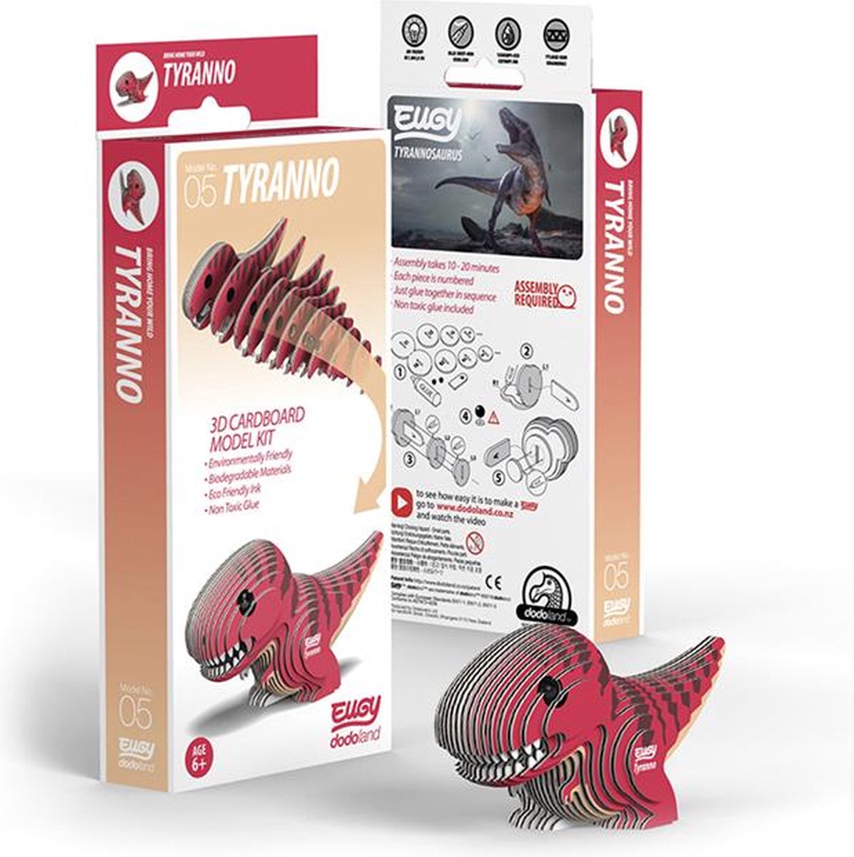 Eugy 3D Model: PREHISTORIE / TYRANNO 9.8x3.2x5cm, in karton, in doos, 6+